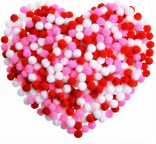 600 Pieces Valentines Pom Poms Fluffy Pom Balls Mini Craft Pompoms for Valentine