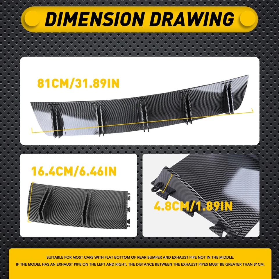 Ajuste Honda fibra de carbono traseiro para-choque difusor labial barbatana de tubarão divisor asa spoiler - Imagem 3 de 4