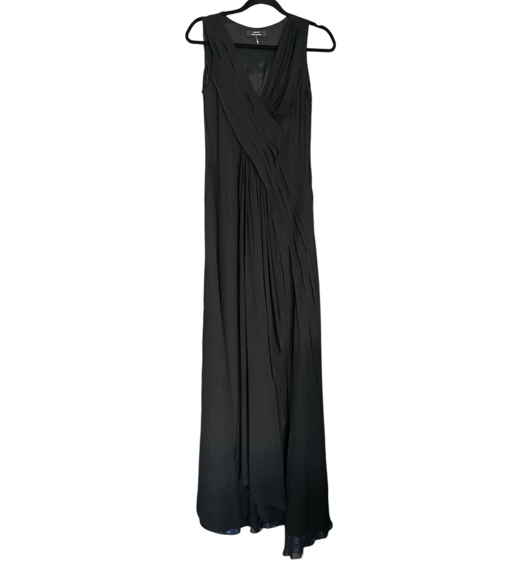 Robe Robert Rodriguez En Soie Noire Et Imprimé Floral Violet - Taille 4 - Occasion Très Bon état
