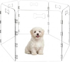 6-Panel Clear Acrylic Freestanding Dog Gate Folding Pet Barrier