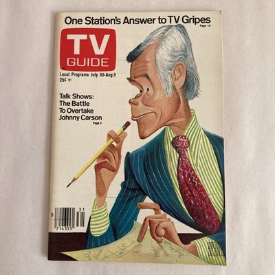 TV Guide 7/30/1977- South  Florida Edition - Johnny Carson cover by Al Hirsch