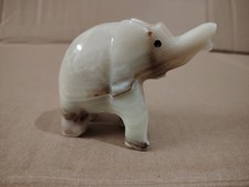 Hand Carved Natural Onyx Stone Elephant Figurine Statue Sculpture Home Decor