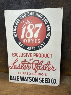 Vintage Pfister Hybrid Seed Sign Corn Feed Tractor El Paso Illinois IL Dekalb
