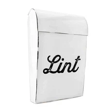Enamelware Lint Holder Bin; White Modern Farmhouse Style Laundry Room Decor