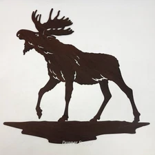 MOOSE Metal Sculpture Sign 19x19" Hanging Decor Brown Mountain Lodge Log Cabin 