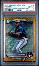 2025 Bowman Chrome Mega Mojo Gold Refractor #/99 Luis Pena BCP-38 PSA 10