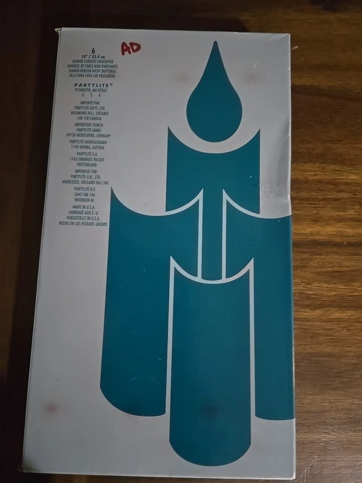 PartyLite 10"栗色紫色无香晚餐蜡烛6包方形美国复古 — 第 2/3 张图片