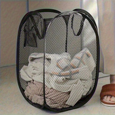 1pc Collapsible Mesh Laundry Basket Pop Up Clothes Hamper Portable Storage Bin