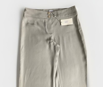 Armani Collezioni Women's Straight Leg Grey Trousers 29W35L Flared Silk Light 