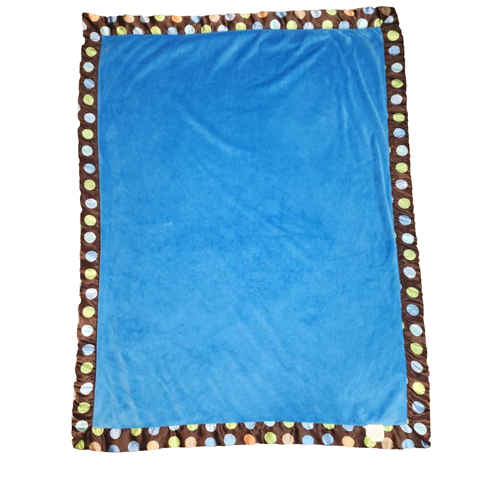 Baby Boom Manta Bebé Azul 2 Capas Terciopelo Suave y Sherpa Satinado Lunares Ribete Foto 3 de 4