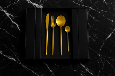 24-Piece Matte Gold Cutlery Set | Modern Flatware for 6 | 