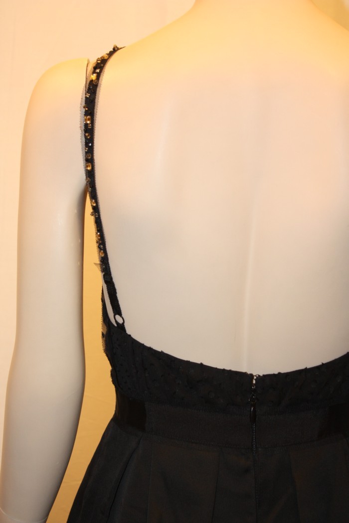 Robe Longue Soirée BCBG Max Azria Noire - Taille 4 - Effet Burn-out Plissé Et Perles - Neuve Sans étiquettes