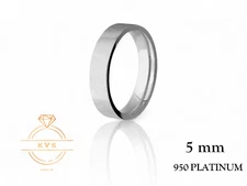 950 Platinum Solid FLAT 5mm Wedding Band Ring - Comfort Fit ICE MATTE Finish New