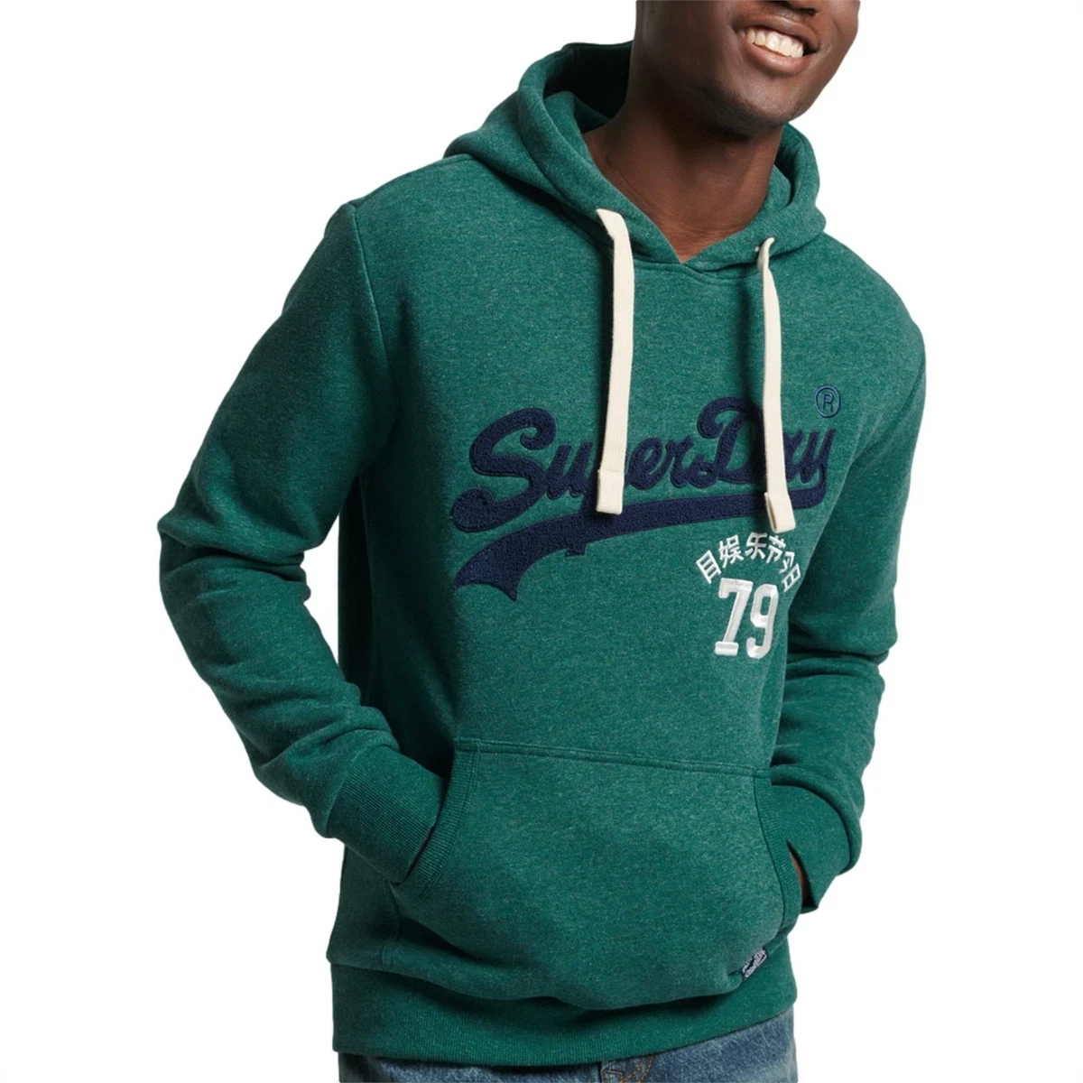 Superdry Men's Vintage VL Interest Casual Pullover Hoodie - Teal Gravel  Marl | eBay