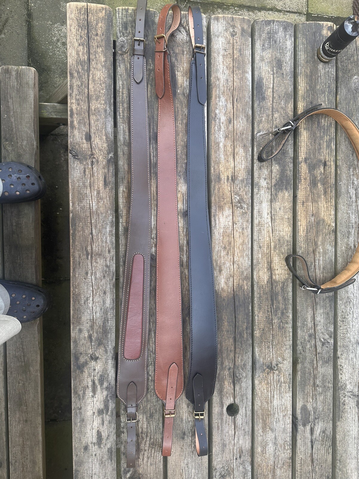 Black Leather Rifle Sling Shotgun Air Gun Strap Hunting Shooting