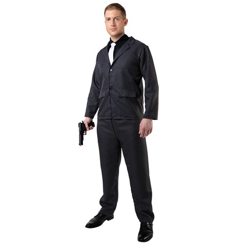 Adult GANGSTER GUY 20s Mafia Mob Mens Male Fancy Dress Costume Godfather 1920s - Picture 3 of 8