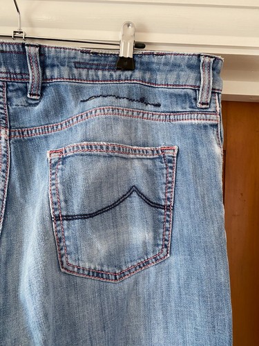 Jeans comodi Jacob Cohen J620 taglia 40 W40 L31 blu chiaro lusso fatti a mano Italia - Foto 10 di 23
