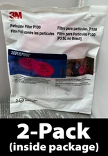 2-Pack 3M 2091/07000 Particulate Filter P100 with Nuisance Level Acid Gas Relief