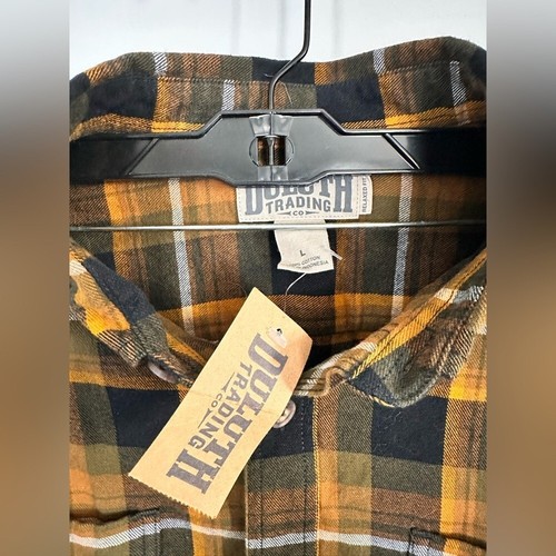 Duluth Trading Free Swingin Flanellhemd Herren L kariert gold Armzwickel Arbeit 1697 - Bild 4 von 5