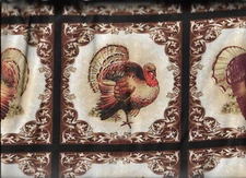 45" 100% cotton Thanksgiving fabric "Turkey Time Squares" by Benartex Fabrics
