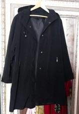 Jacques Vert Ladies Designer Smart Black Lined Hooded Lightweight Coat Uk Large