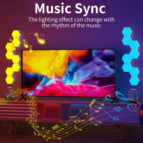 10PCS LED Smart Sechseck Gaming Wandleuchte, Hexagon RGB Musik Sync Wand Licht - Bild 2 von 13