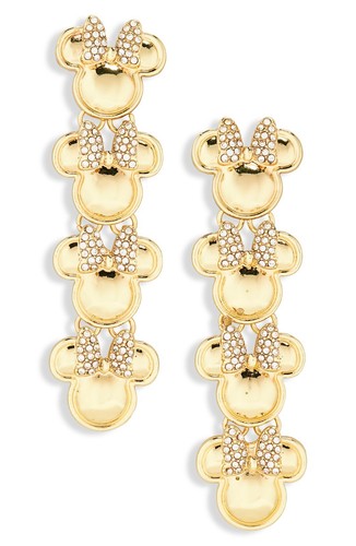 BaubleBar x Disney Minnie Mouse Drop Dangle Earrings – Gold & Cubic Zirconia NEW - Picture 2 of 2