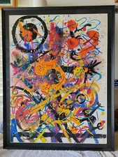 Hendrik Grise Abstact Expressionism Signed 20" x 26.5" Framed with Museum Glass