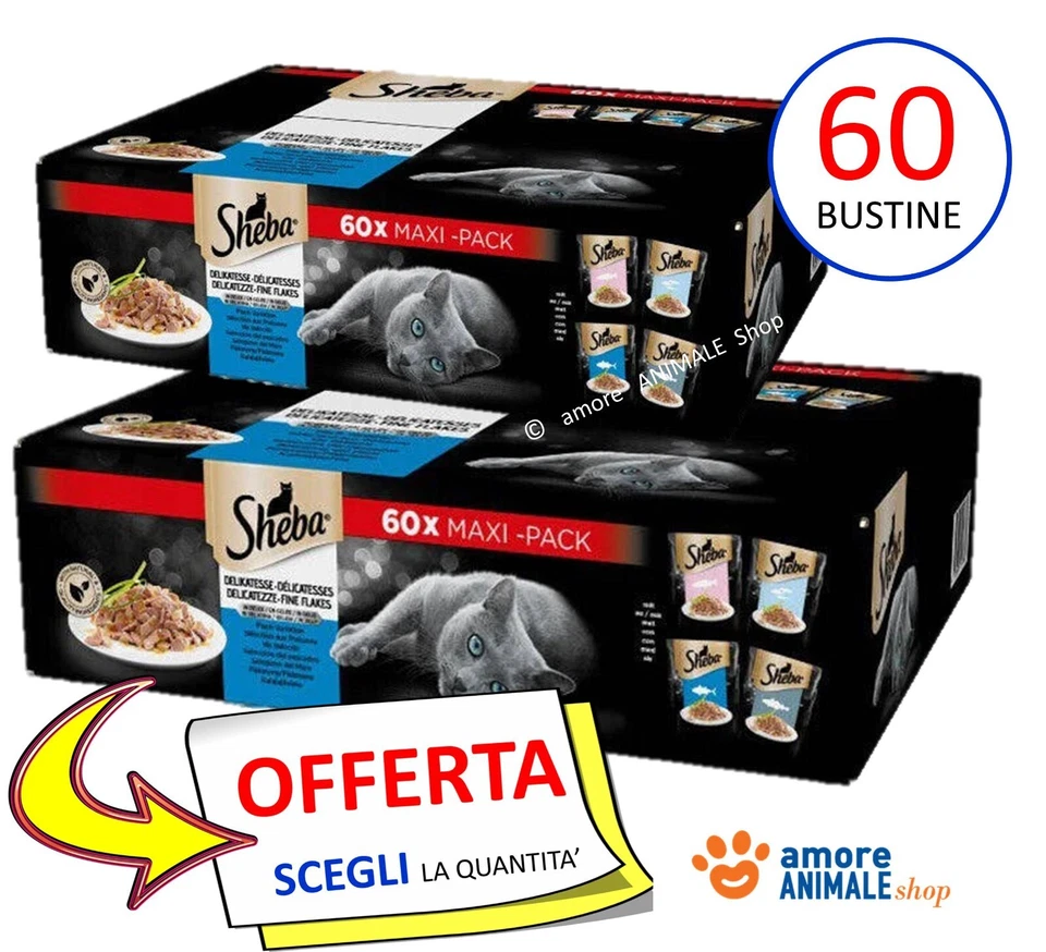 Sheba Cat → Maxi Pack Selezione in Gelatina - MISTO MARE - 60 Bustine da 85 gr