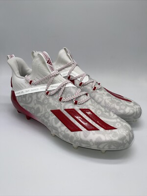 Adidas Adizero Reign Young King Football Cleats White Red Men's FU6708 Size 10.5