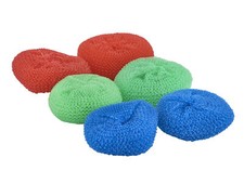Superio Nylon Scouring Pads - 6 Pack, 2-Green, 2-Red, and 2-Blue