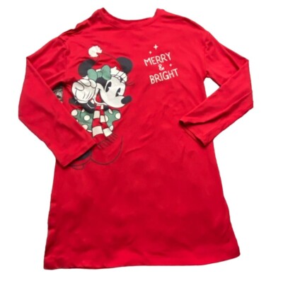 minnie mouse t shirt dress Disney Minnie Mouse Holiday/Winter Soft T-Shirt Dress-Red-Size 7/8-GUC