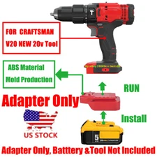 1x Adapter for Dewalt 20v MAX Li-Ion Battery To for Craftsman New 20V V-20 Tools