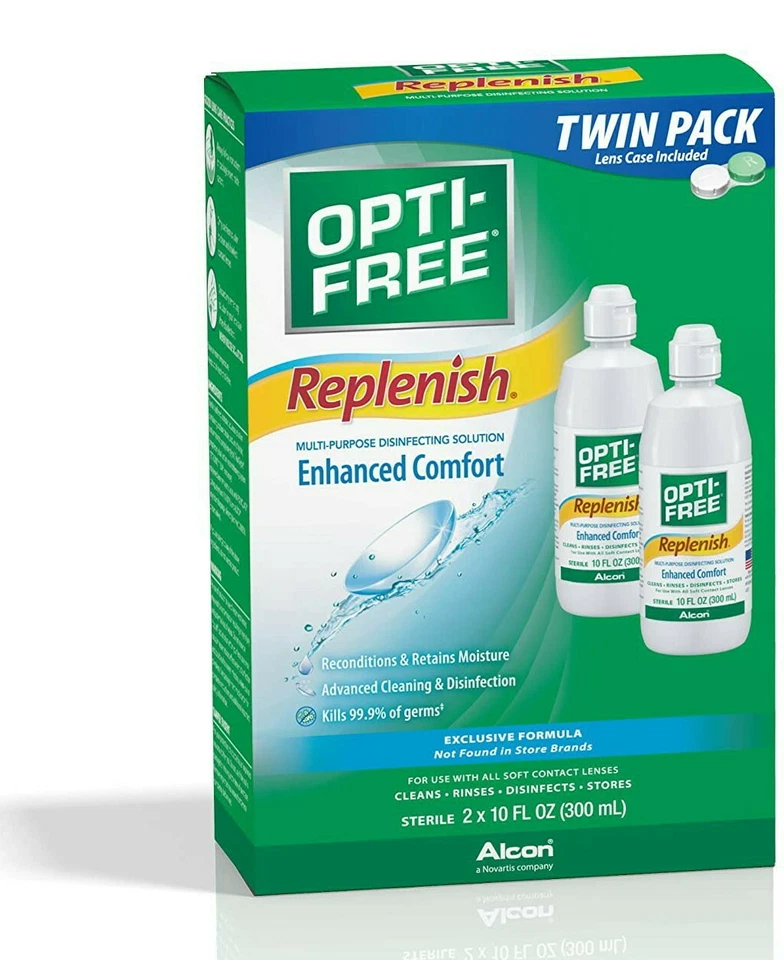 Alcon OPTI-FREE Replenish 2x300ml Contact Lens Solution multipack (3 month pack)