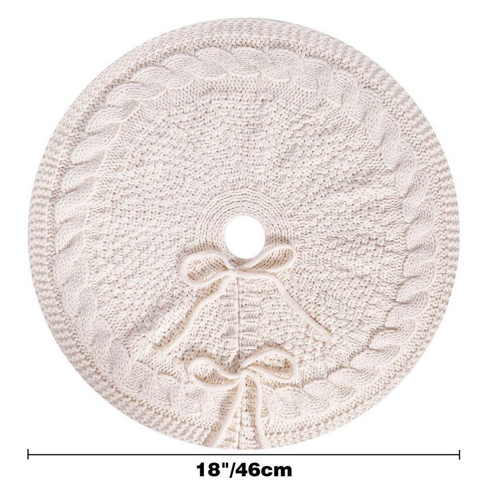 Christmas Knitted Tree Skirt 18" Vintage Christmas Tree Skirt Holiday