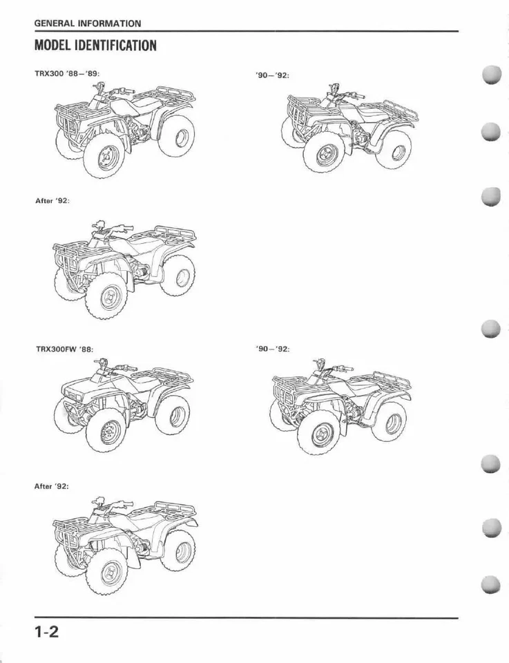 Manual de reparación de taller de servicio Honda 88-94 TRX 300 / TRX 300-FW Fourtrax encuadernado en combinación Foto 3 de 4