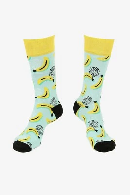PEPPER TREE LONDON Banana Printed Socks Premium Cotton Super-Stretch Funky W/M Unisex Socks