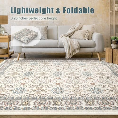 9x12 Area Rugs for Living Room: Vintage Boho Floral Print 9' x 12' Multi Color - Picture 3 of 6