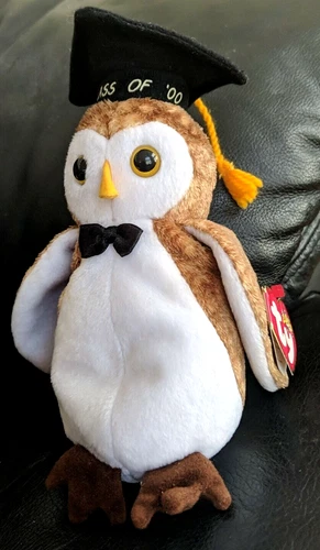 Vintage Owl TY Beanie Babies Wisest Owl Class Of 2000 Graduation Retired Animal