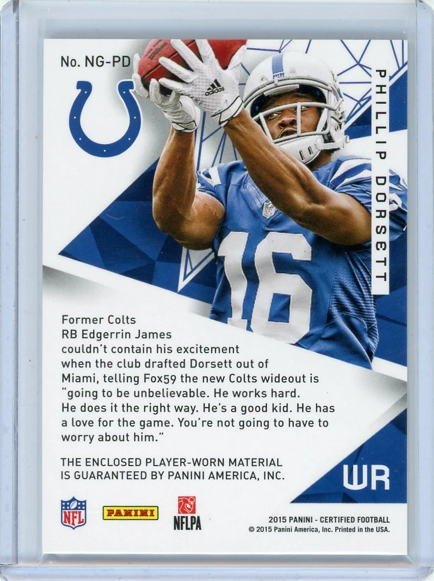 phillip dorsett 2015 panini certified new generation jersey 625 799 colts eBay