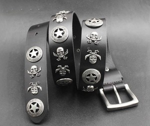 Mens-Motorcycle-Gothic-Biker-Punk-Rocker-Skull-Genuine-Leather-Belt-Waist-Band