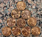 Partial roll  1954 D  B.U. UNCIRCULATED LINCOLN WHEAT CENT PENNY 10 coins