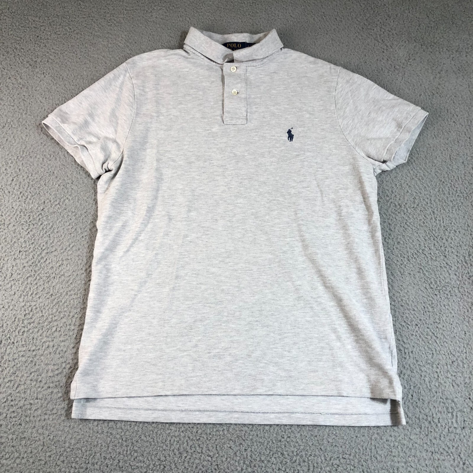 Polo Ralph Lauren Shirt Men Large Gray Dad Pony Logo Slim Fit Preppy Slit