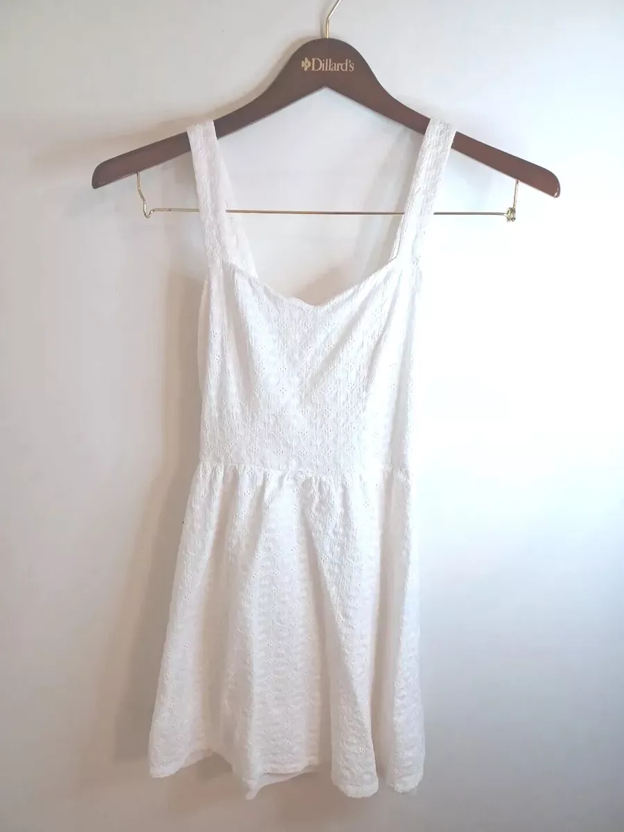 Charlotte Russe White Eyelet Sundress Crochet Lace XS Mini Tank