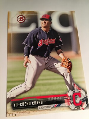 2017 Bowman Draft Jumbo 5x7 Yu-Cheng Chang Indians BD7 #'d 03/10 Gold