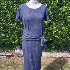 Next Size 10 Ribbed flattering Blue Black Midi Dress