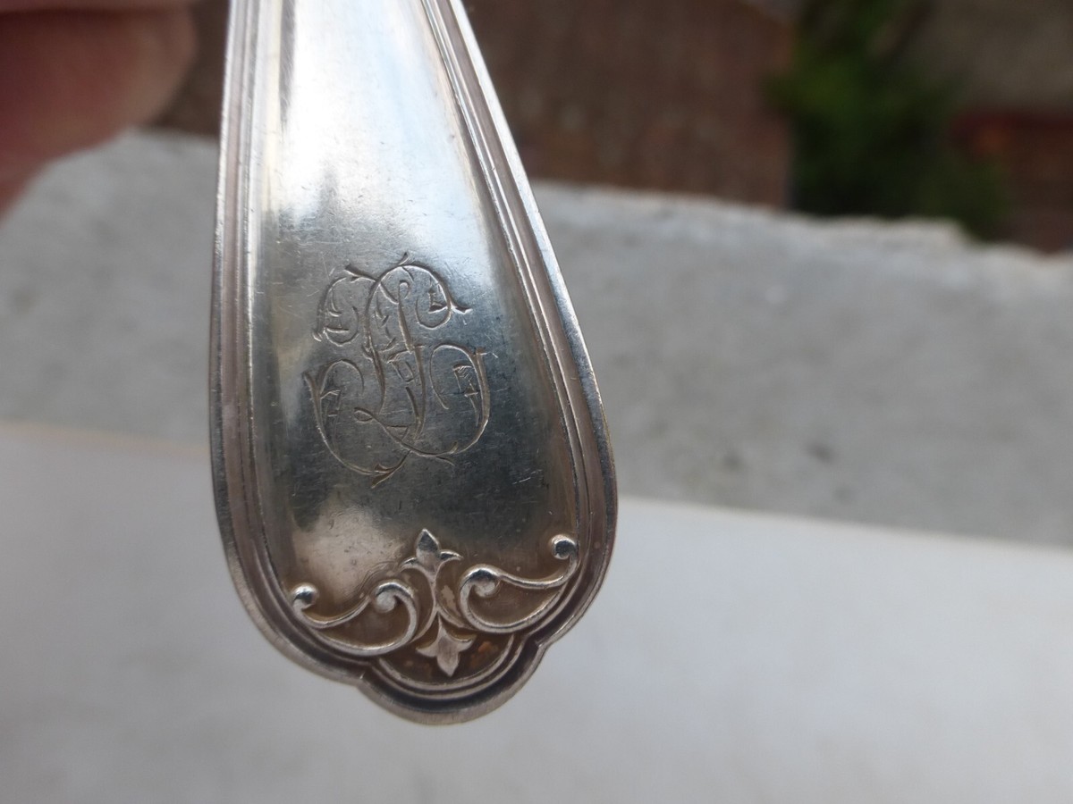 Lot De 6 Anciennes Cuillères à Soupe Christofle Monogrammées - Métal Argenté - Début XXe (1900-1919)