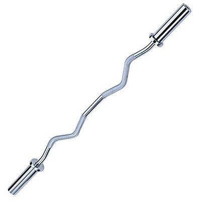 Body-Solid (OB47) Olympic EZ Barbell Curl Bar with Knurled Grip, 47'' Chrome Fini