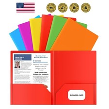 Plastic Folders with Pockets, 6 Color Heavy Duty Two Pocket Folders Busines...