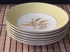 Six Autumn Gold Wheat Pattern salad/soup bowls, Century Service Corp.